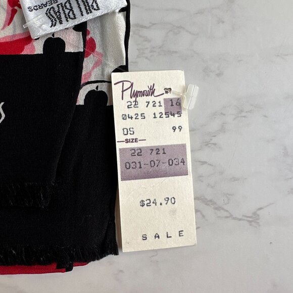 Bill Blass Silk Oblong Scarf, Red Rose Stripe Print, 56x11, Vintage Baar & Beard - Picture 10 of 10